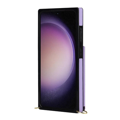 Samsung Galaxy S24 Hoesje - Paars - Luxe Back Cover met Telefoonkoord en Rits