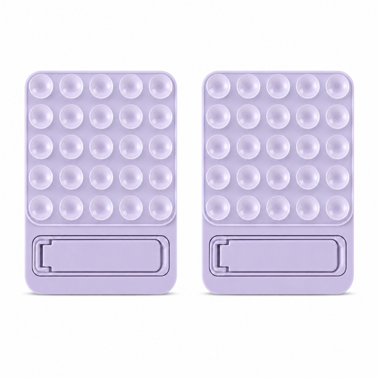 Casemania Siliconen Zuignap Sticker met Kickstand - Paars - 2 Stuks