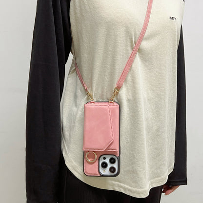 Apple iPhone 15 Pro Hoesje - Pale Pink - Luxe MagSafe Bookcase met Telefoonkoord
