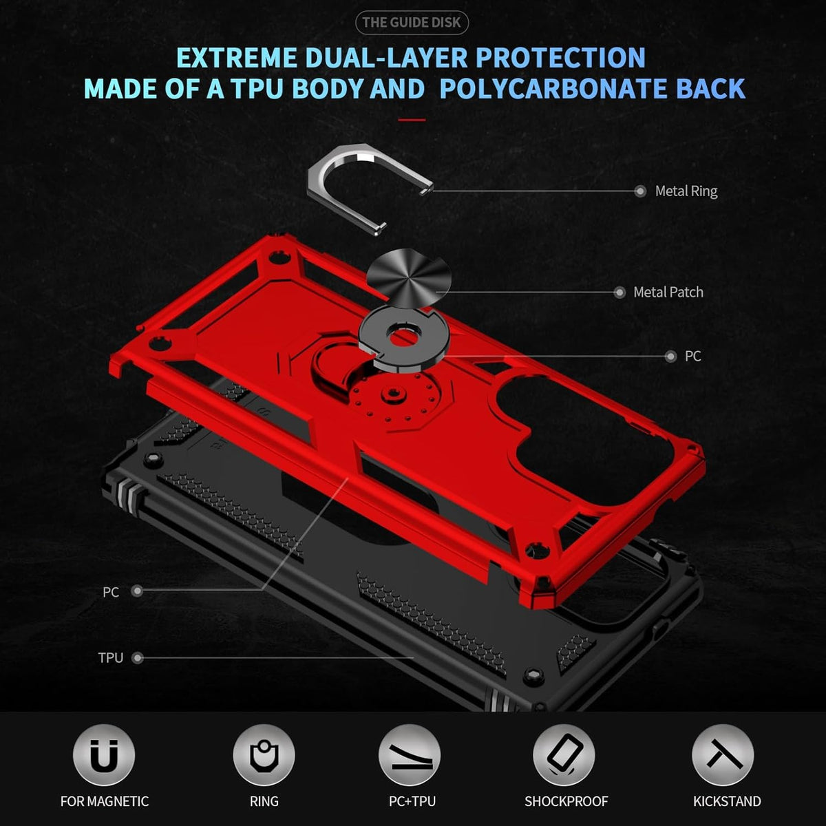 Samsung Galaxy S25 Ultra Hoesje - Rood - Armor Kickstand Back Cover