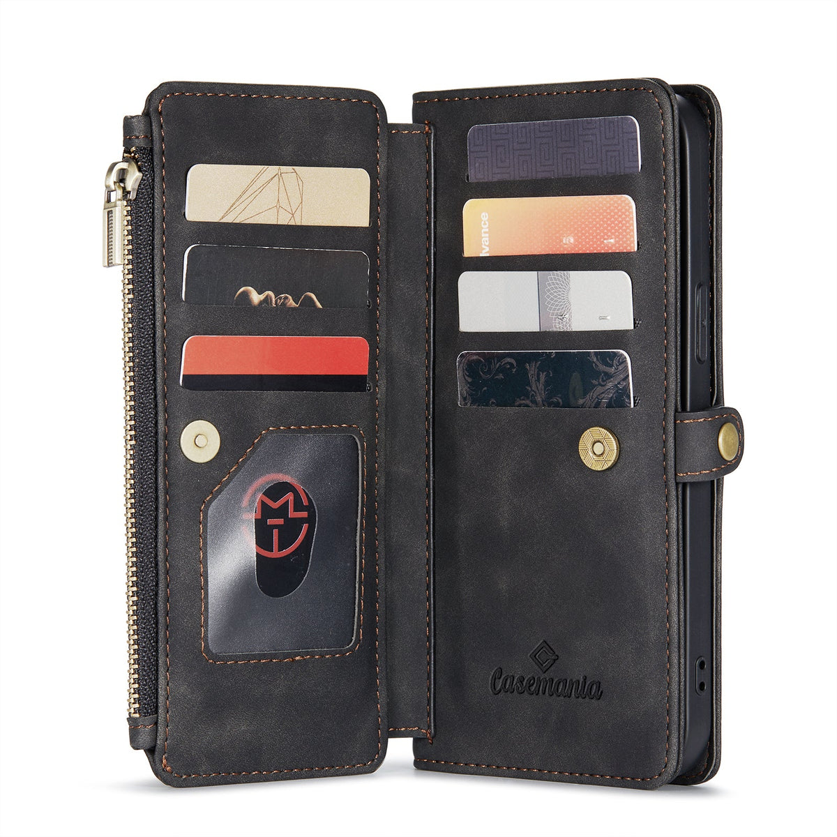 Apple iPhone 15 Pro Max Hoesje - Charcoal Gray - Luxe MagSafe Bookcase met Rits en Telefoonkoord