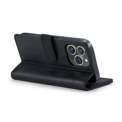 Apple iPhone 15 Pro Max Hoesje - Zwart - Echt Leren Bookcase