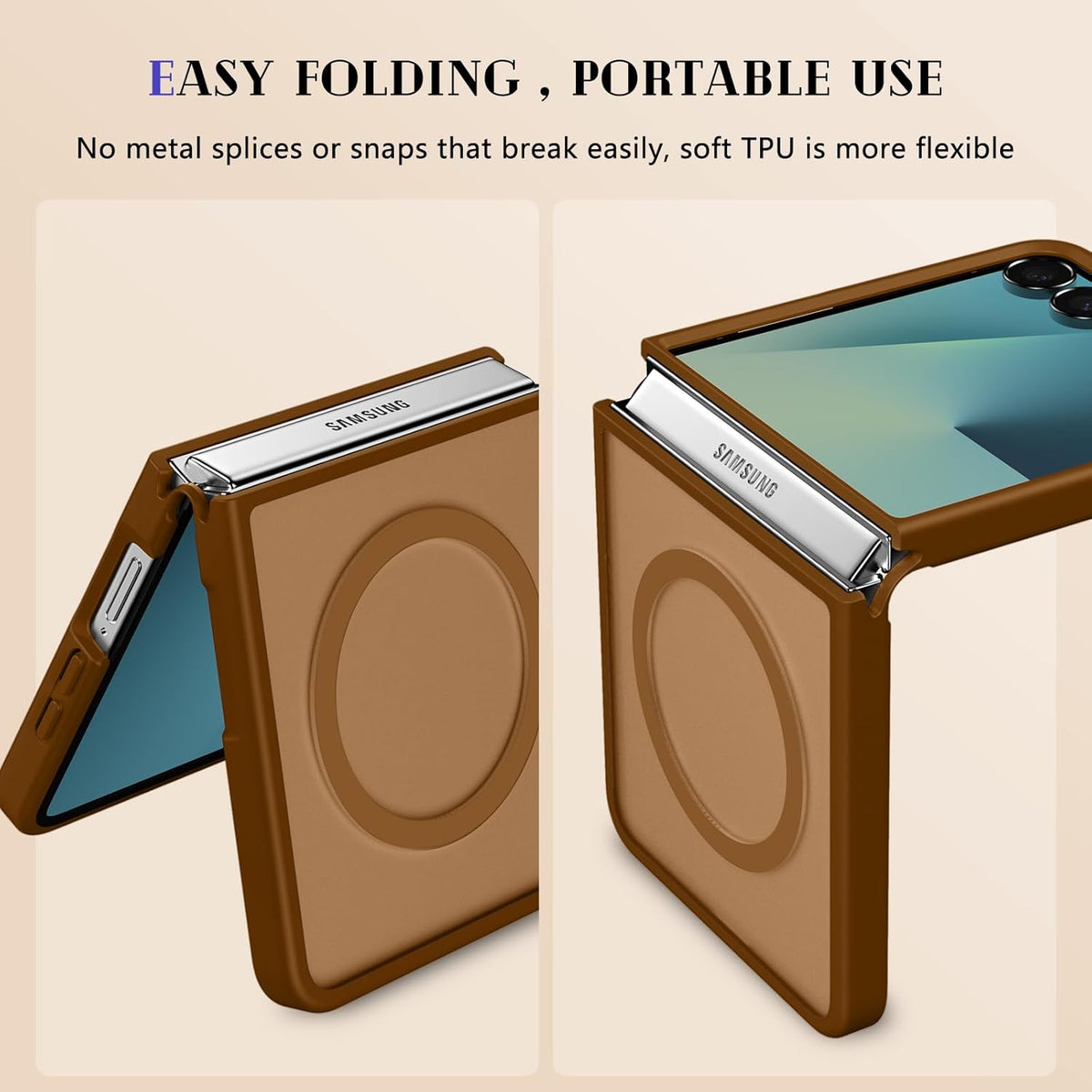 Samsung Galaxy Z Flip8 Hoesje - Bruin - Matte Armor MagSafe Back Cover