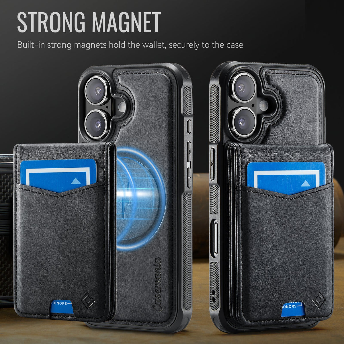 Apple iPhone 16 Case - Charcoal Gray - MagSafe Back Cover with Card Holder