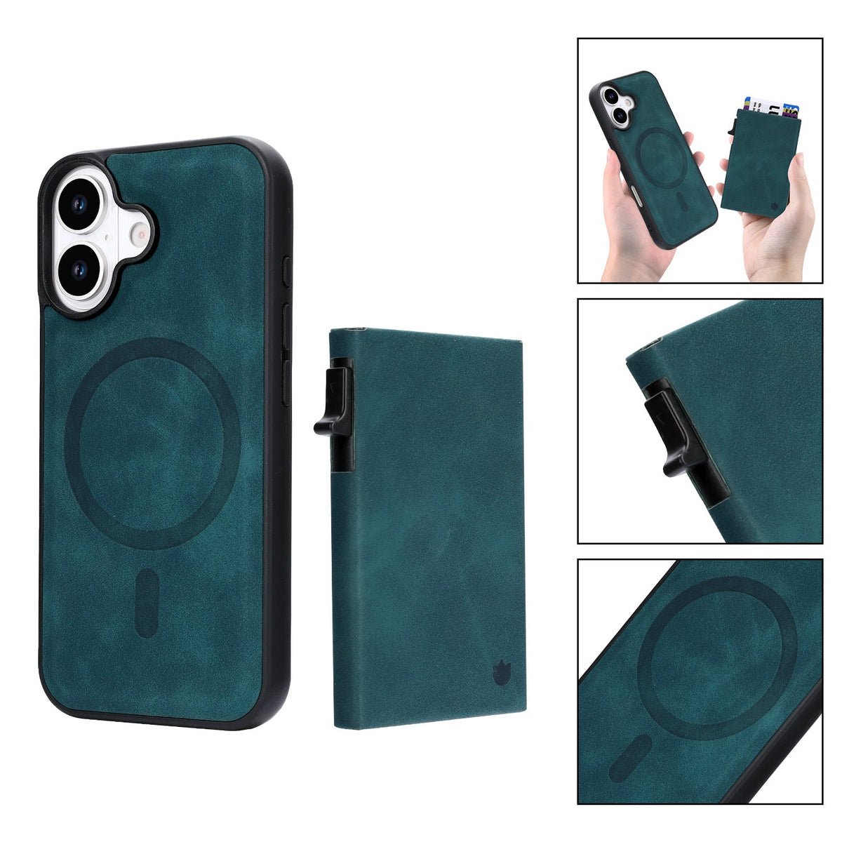 Apple iPhone 17 Hülle - Emerald Green - MagSafe Backcover mit ausziehbarem Kartenfach