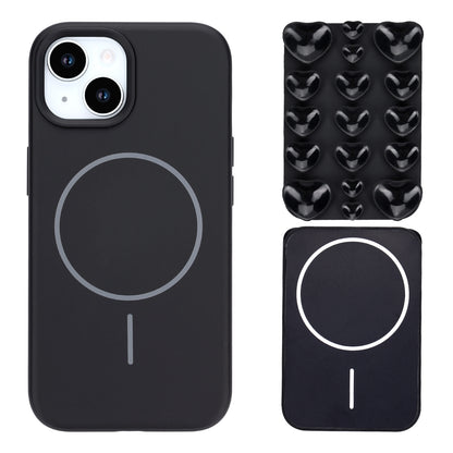 Apple iPhone 15 Hoesje - Zwart - Siliconen Back Cover met Afneembare Hartjes Zuignappen