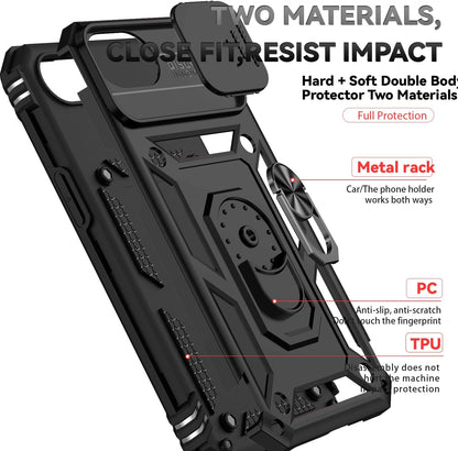 Apple iPhone 17e Hoesje - Zwart - Armor Kickstand en Camera Bescherming Back Cover