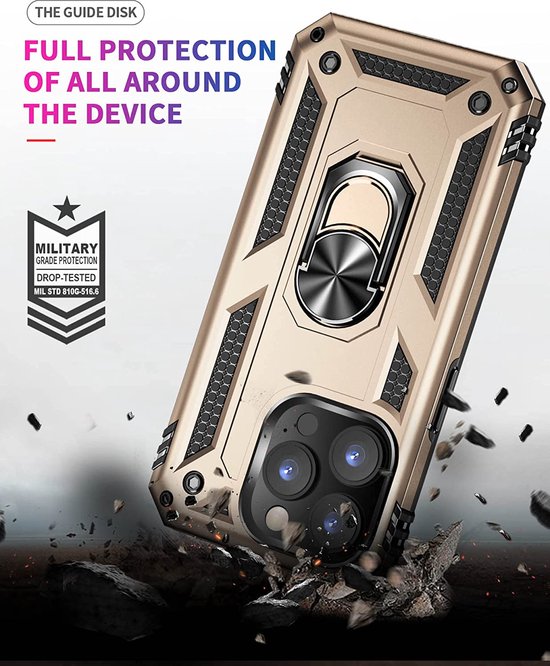 Apple iPhone 14 Pro Max Hoesje - Goud - Armor Kickstand Back Cover