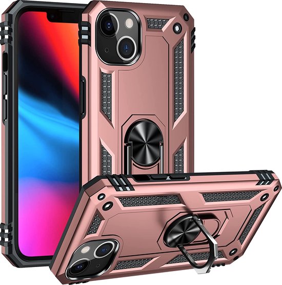 Apple iPhone 14 Hoesje - Roségoud - Armor Kickstand Back Cover