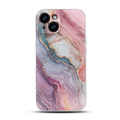 Apple iPhone 14 Case - Pink - Marble Glitter MagSafe Back Cover