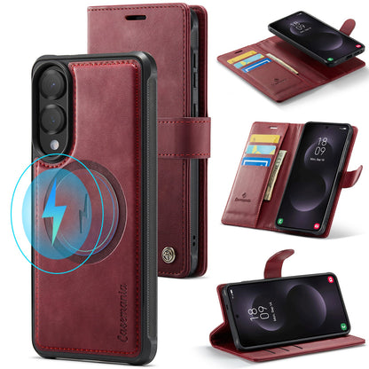 Samsung Galaxy S25 Edge Hoesje - Burgundy Red - Luxe 2 in 1 MagSafe Bookcase