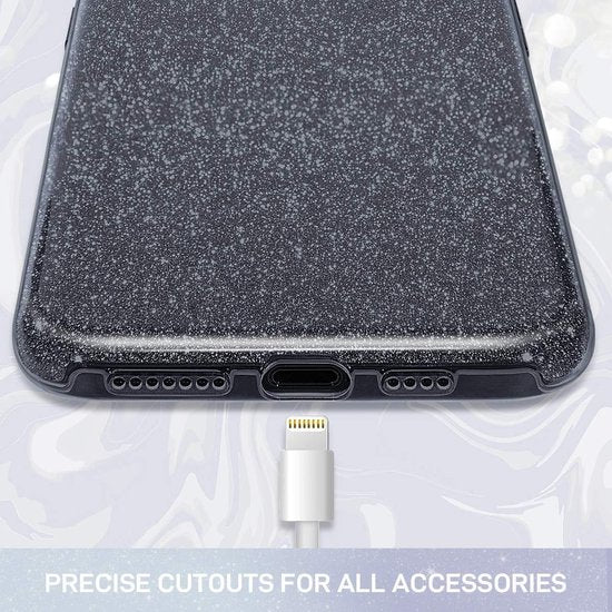 Apple iPhone 12 Pro Max Hoesje - Zwart - Glitter Back Cover