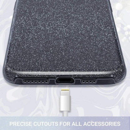 Apple iPhone 12 Pro Max Hoesje - Zwart - Glitter Back Cover