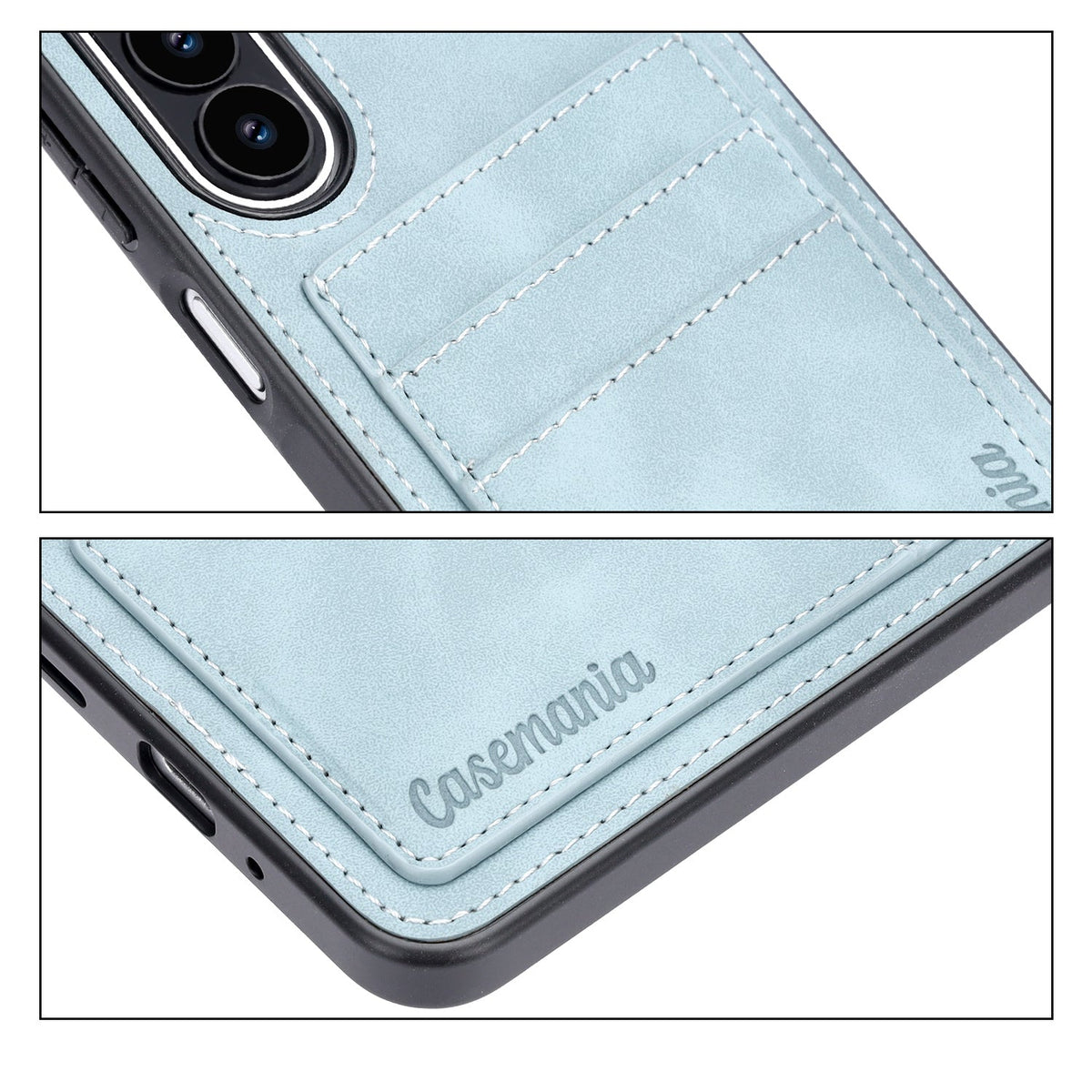 Samsung Galaxy A27 Case - Aqua Blue - Faux Leather Back Cover with Card Holder