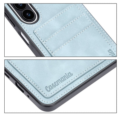 Samsung Galaxy A27 Case - Aqua Blue - Faux Leather Back Cover with Card Holder