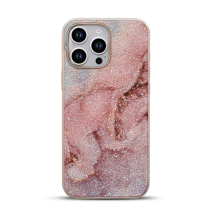 Apple iPhone 16 Pro Max Hoesje - Roze - Diamant Marmer Glitter Back Cover