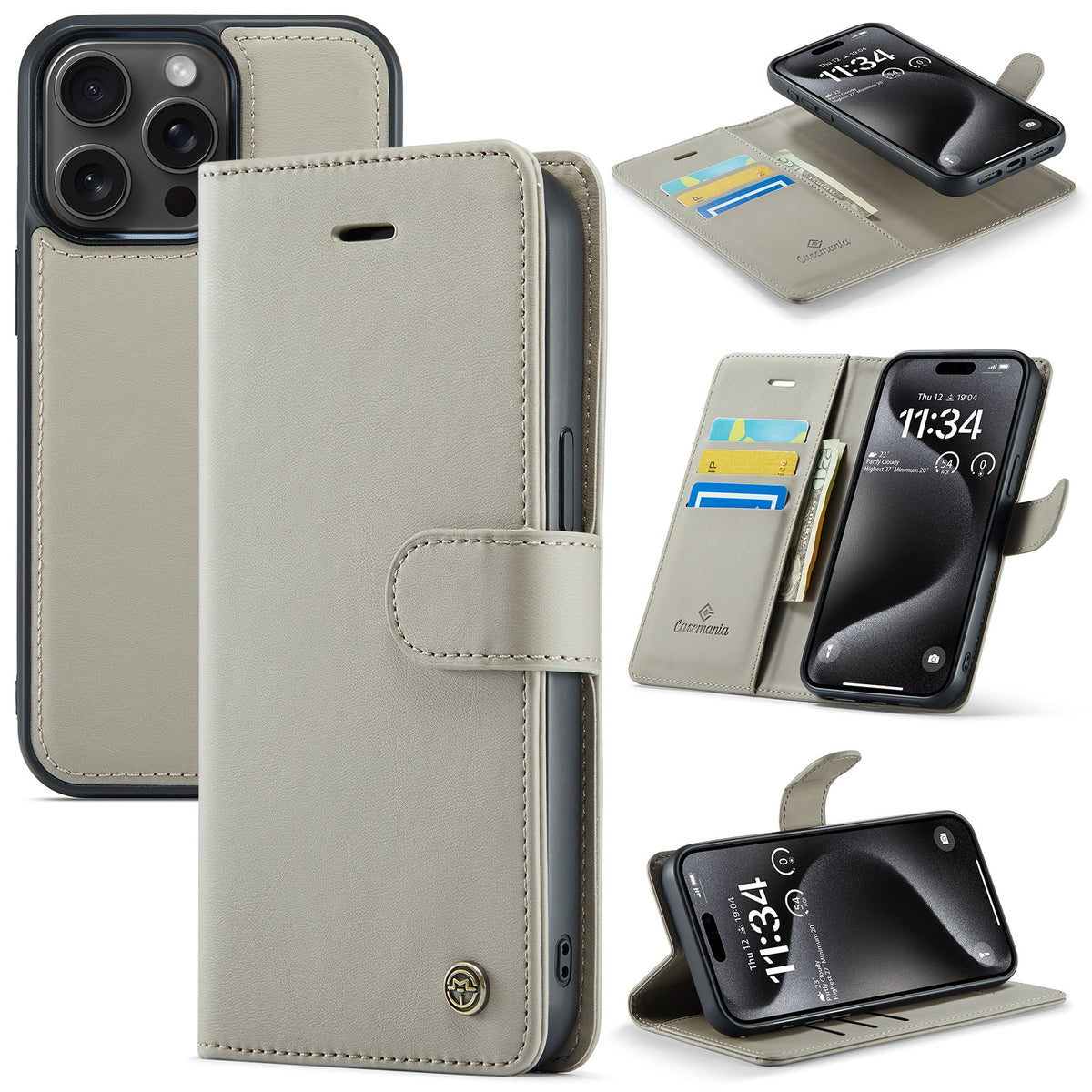 Apple iPhone 15 Hoesje - Smoke Gray - 2 in 1 Bookcase