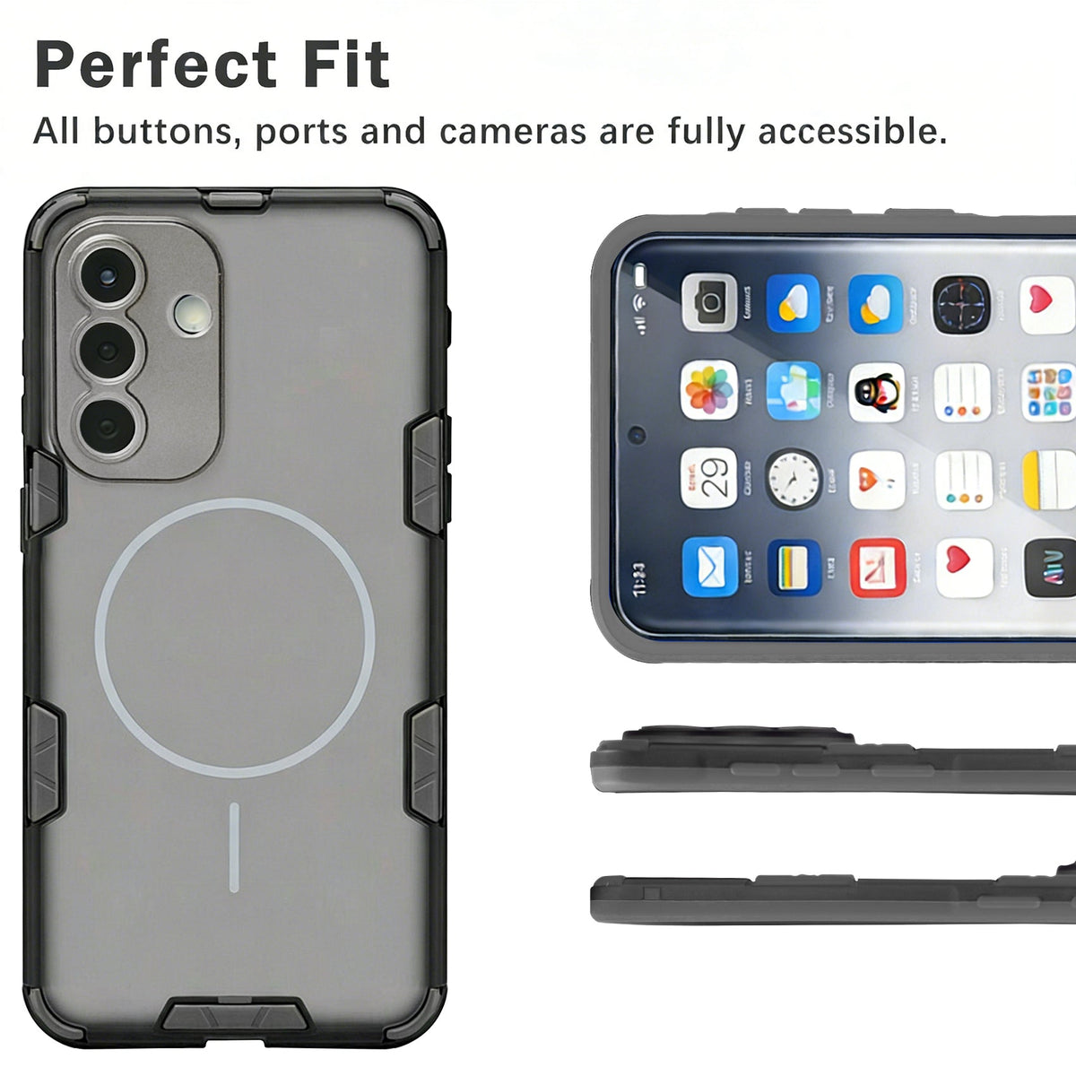 Samsung Galaxy A37 Hoesje - Transparant | Grijs - Frosted Matte Hardcase MagSafe Back Cover