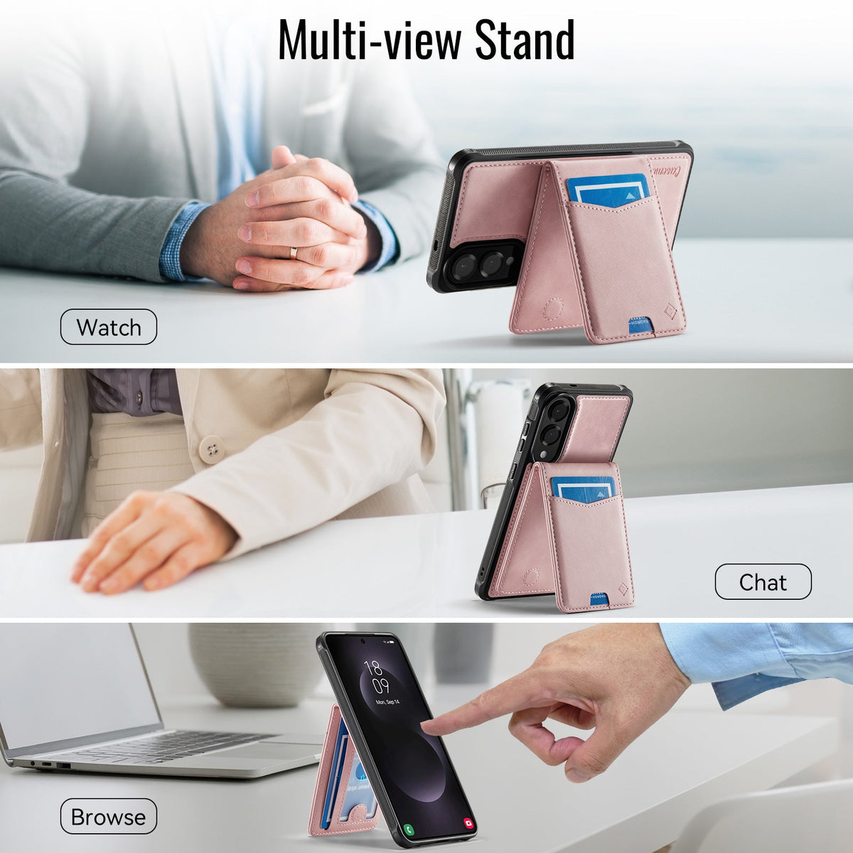 Samsung Galaxy S25 Edge Hoesje - Pale Pink - Back Cover met Pasjeshouder