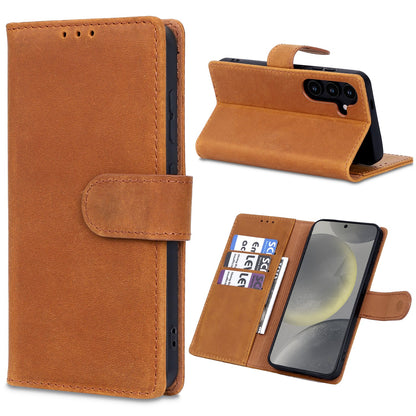 Étui Samsung Galaxy S25 - Marron Sienne - Étui portefeuille en cuir véritable