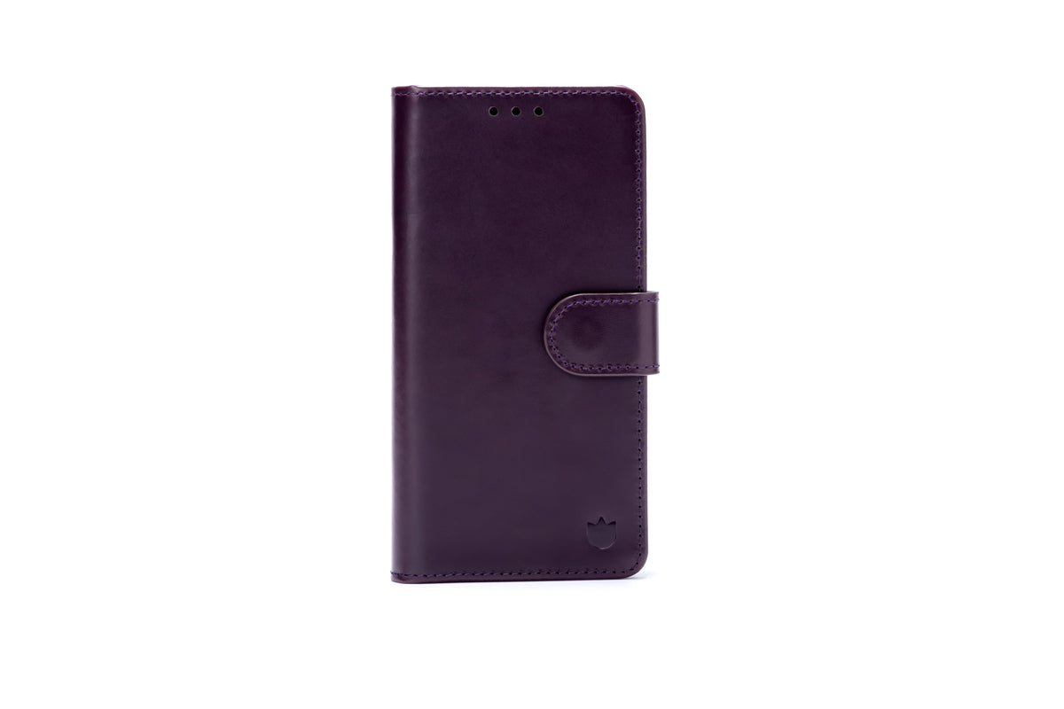 Apple iPhone 18 Pro Max Hoesje - Dark Purple - Echt Leren 2 in 1 MagSafe Bookcase