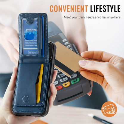 Apple iPhone 17 Pro Hoesje - Navy Blue - MagSafe Back Cover met Pasjeshouder