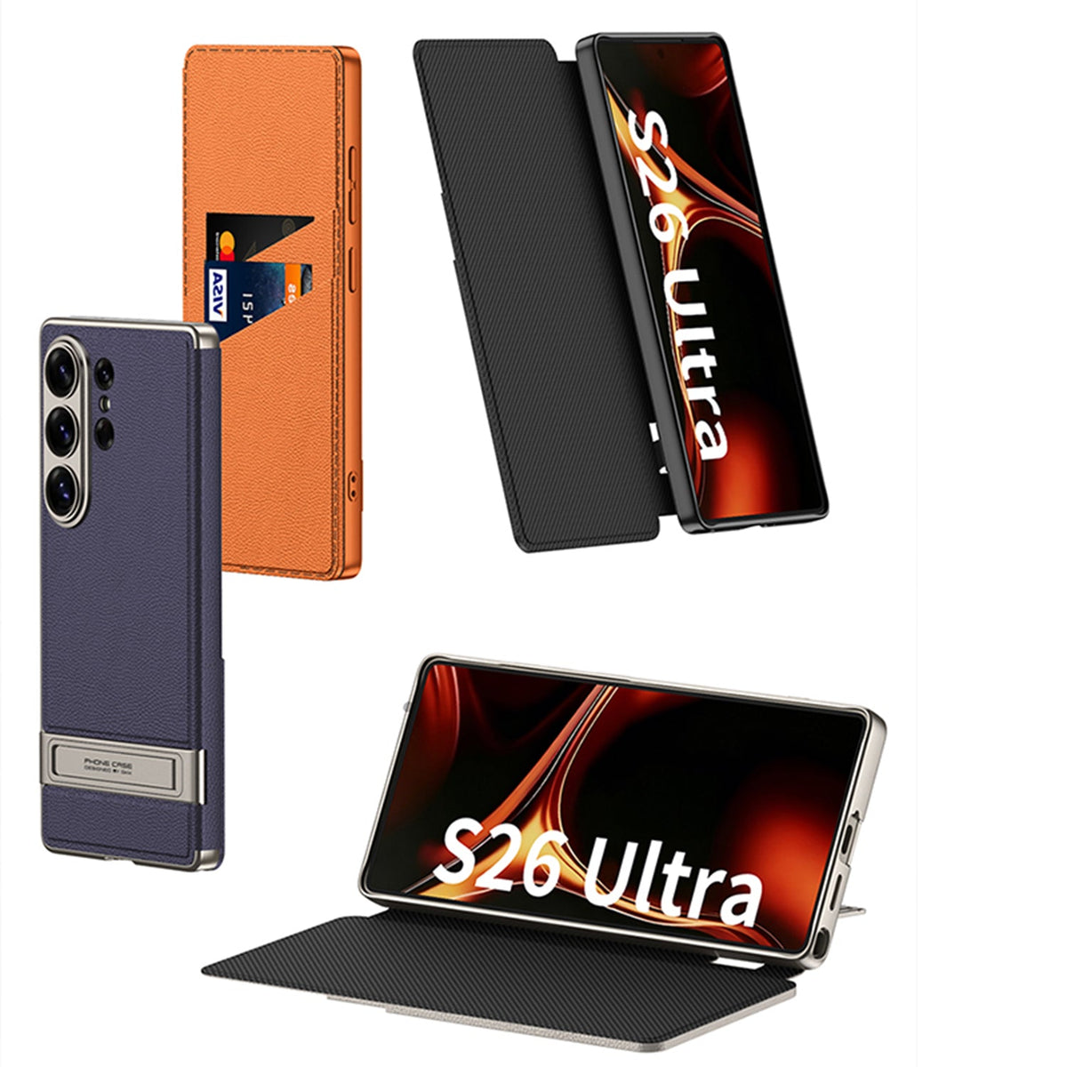 Samsung Galaxy S26 Ultra Hoesje - Oranje - Luxe Kaarthouder Bookcase met Kickstand