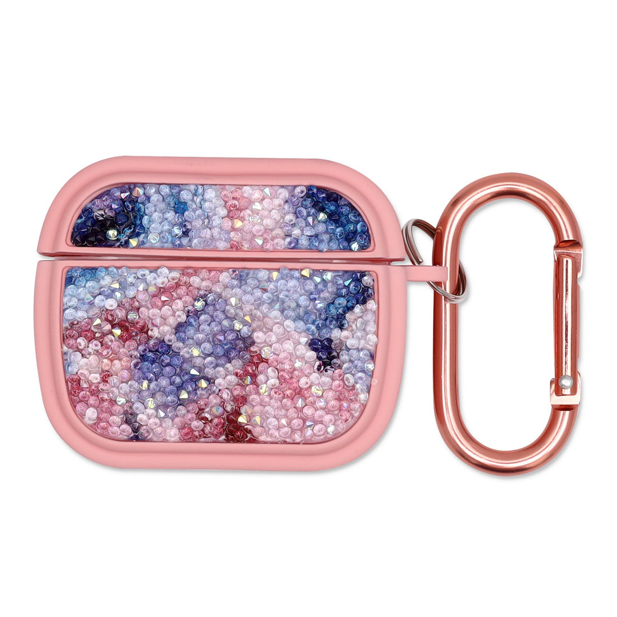 Apple AirPods 3 Hülle - Diamant Marmor Glitzer mit Ring - Rosa