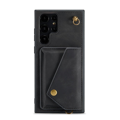 Samsung Galaxy S22 Ultra Case - Charcoal Gray - Luxury Back Cover with Phone Strap