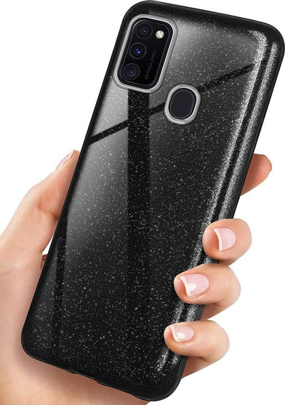 Samsung Galaxy A20s Hoesje - Zwart - Glitter Back Cover
