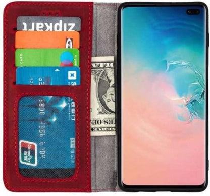 Samsung Galaxy S20 Hoesje - Rood - Handgemaakt Luxe Bookcase met Vakken