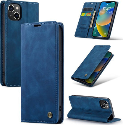 Apple iPhone 14 Plus Hülle - Navy Blue - Schlanke Klapphülle mit Kartenfach