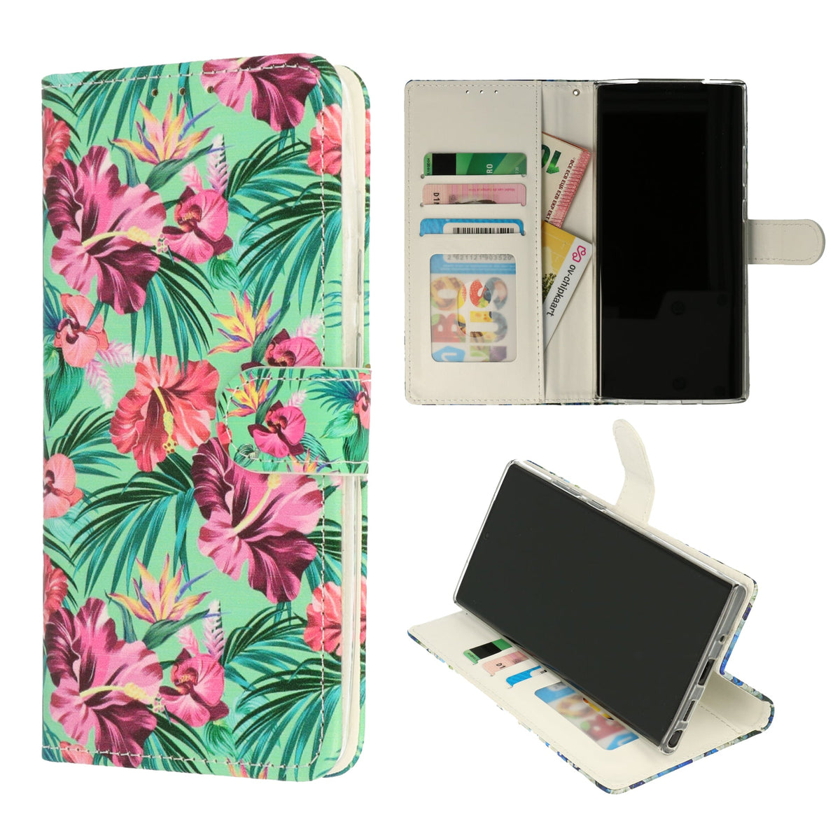 Samsung Galaxy M23 Hoesje - Tropische Bloemen - Print Bookcase