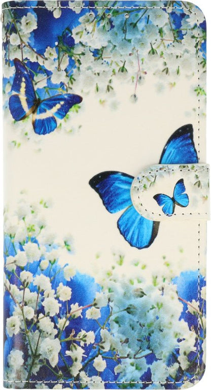 Samsung Galaxy S23 Hoesje - Blauwe Vlinder - Print Bookcase