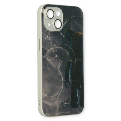 Apple iPhone 14 Hülle - Schwarz - Silikon-Marmor-MagSafe-Backcover
