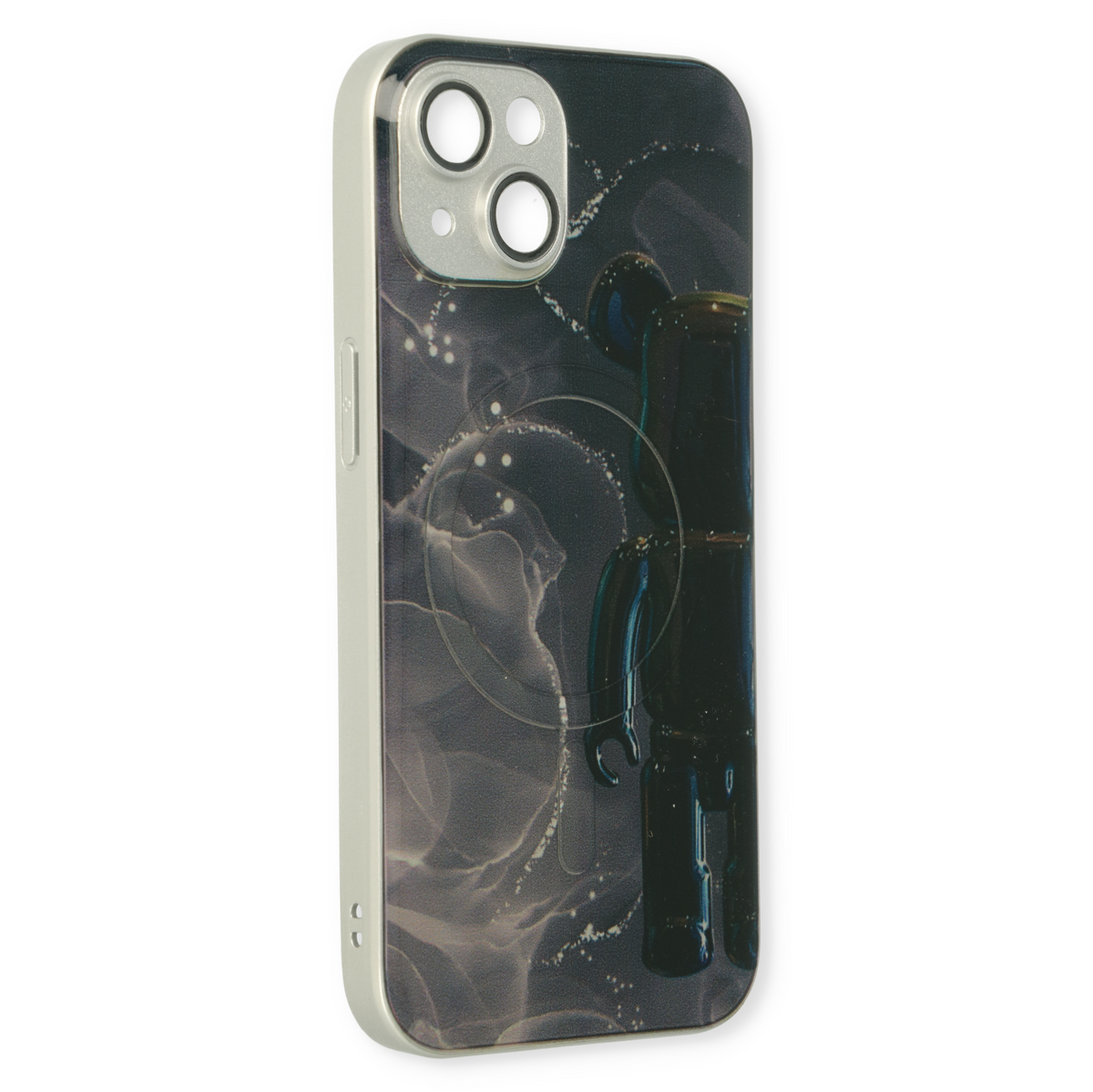 Apple iPhone 13 Hoesje - Zwart - Siliconen Marmer MagSafe Back Cover