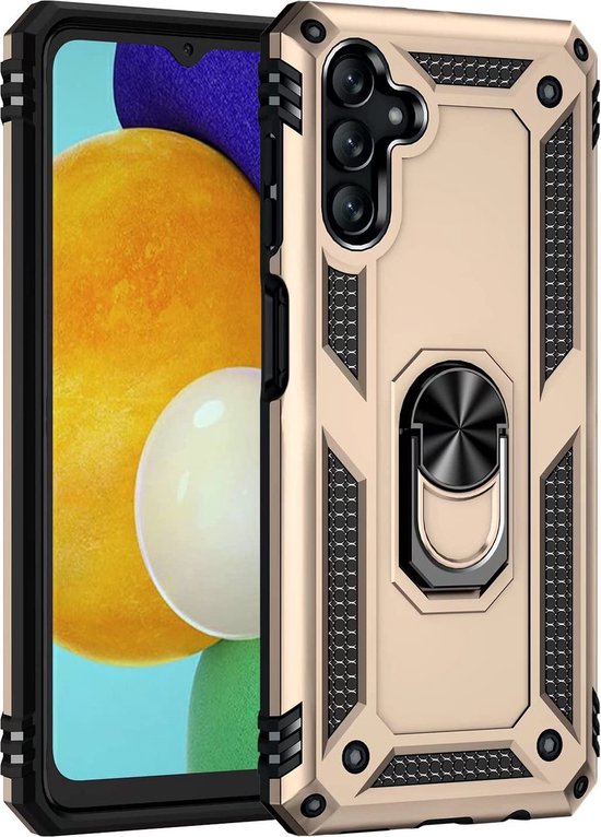 Samsung Galaxy M23 Hoesje - Goud - Armor Kickstand Back Cover