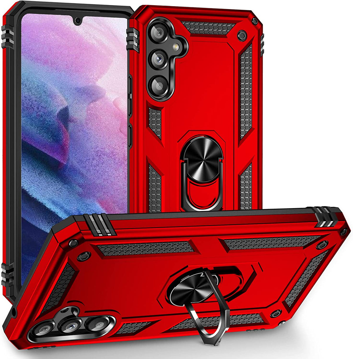 Samsung Galaxy A34 5G Hoesje - Rood - Armor Kickstand Back Cover