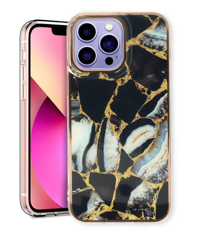 Apple iPhone 15 Pro Max Case - Black - Silicone Marble Back Cover