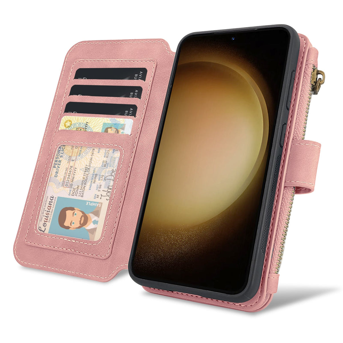 Apple iPhone 15 Hoesje - Pale Pink - 2 in 1 Bookcase met Rits