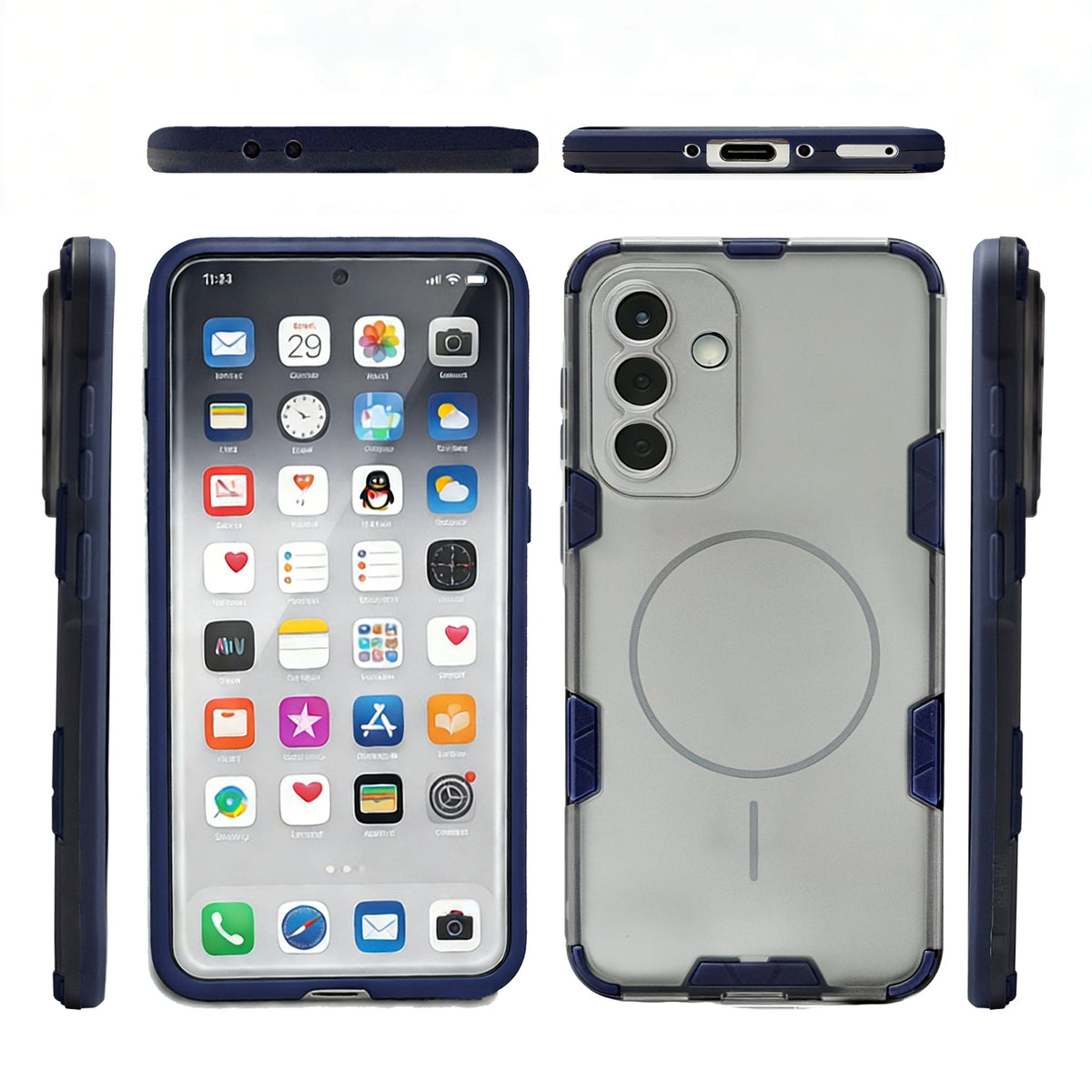 Samsung Galaxy A16 Hoesje - Transparant | Donker Blauw - Frosted Matte Hardcase MagSafe Back Cover