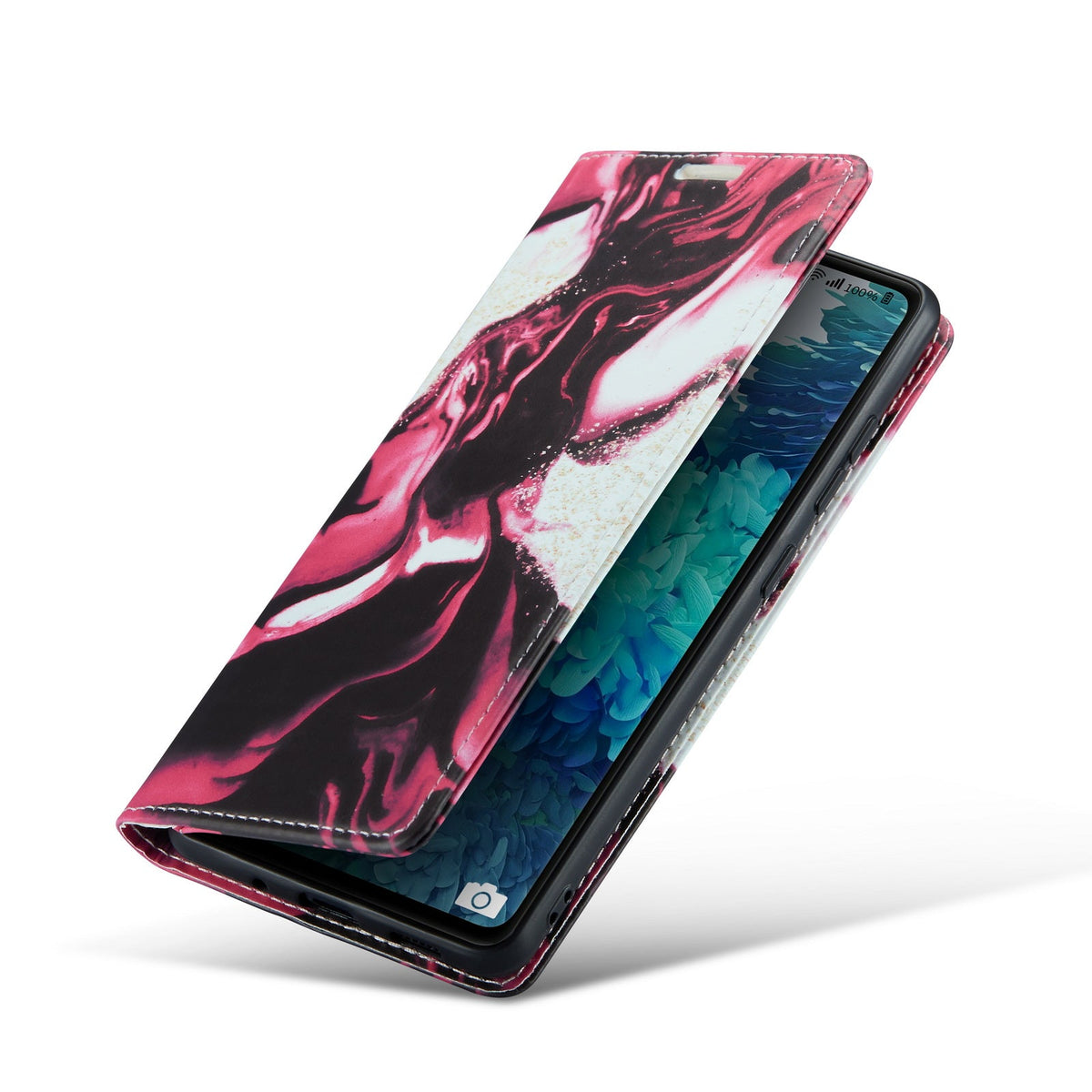 Samsung Galaxy S21 FE Hoesje - Red Rhodonite - Marmer Portemonnee Bookcase