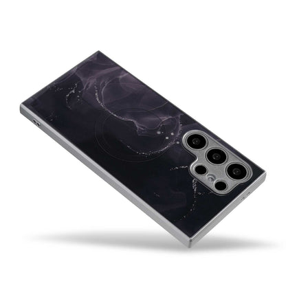 Samsung Galaxy S24 Ultra Hoesje - Zwart - Siliconen Marmer MagSafe Back Cover