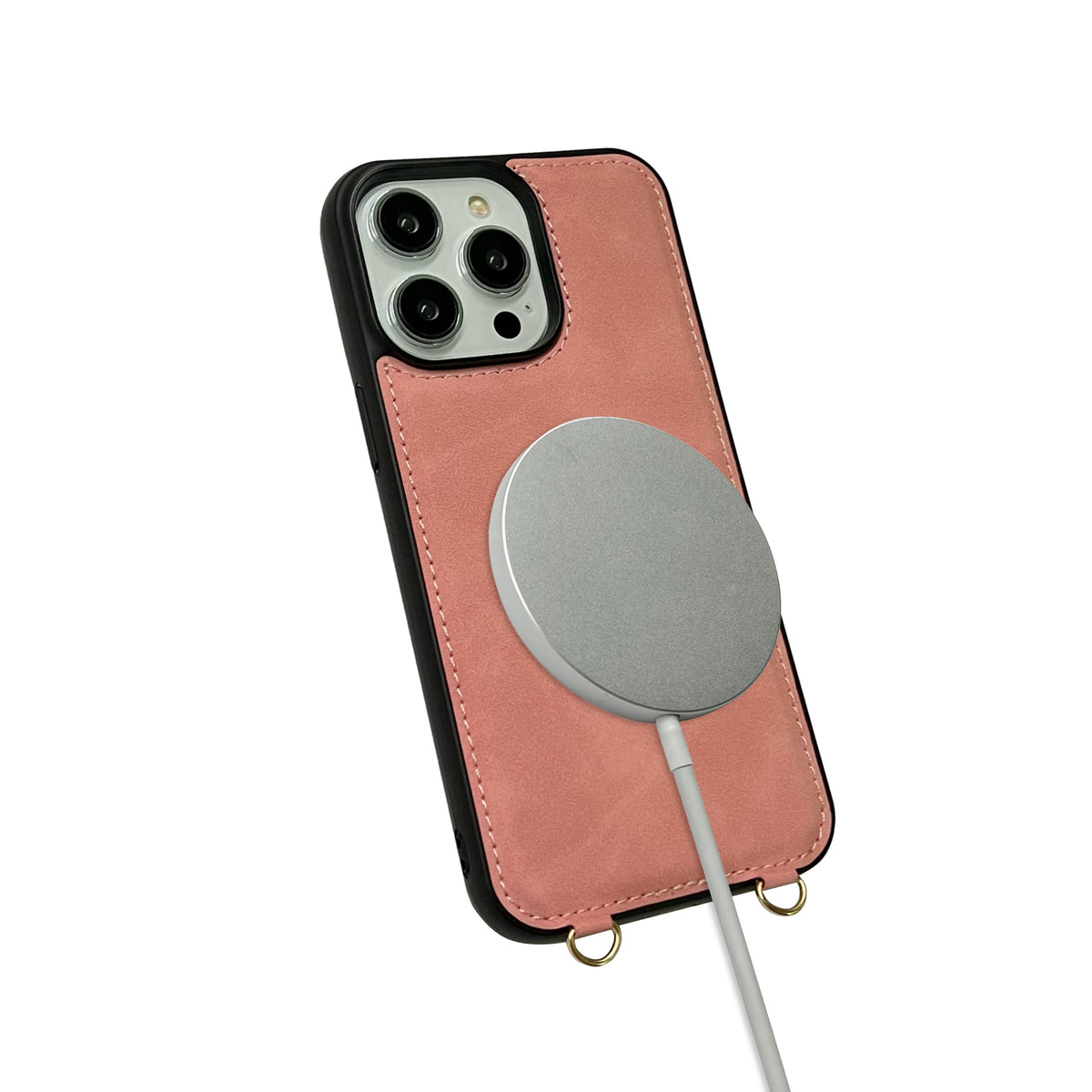 Apple iPhone 14 Pro Hoesje - Pale Pink - Luxe MagSafe Bookcase met Telefoonkoord
