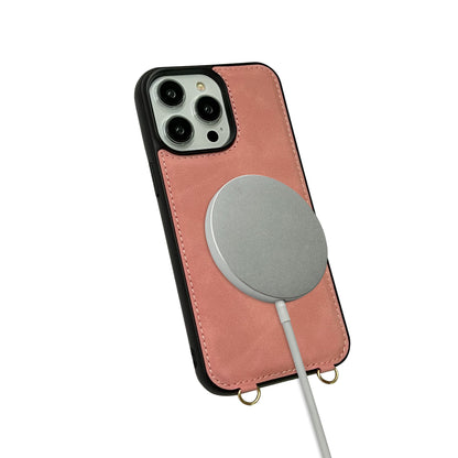Apple iPhone 14 Pro Hoesje - Pale Pink - Luxe MagSafe Bookcase met Telefoonkoord