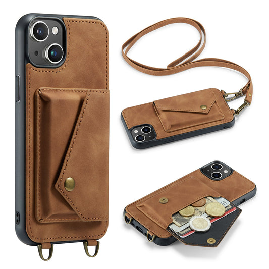 Apple iPhone 14 Plus Case - Sienna Brown - Luxury Back Cover with Phone Strap