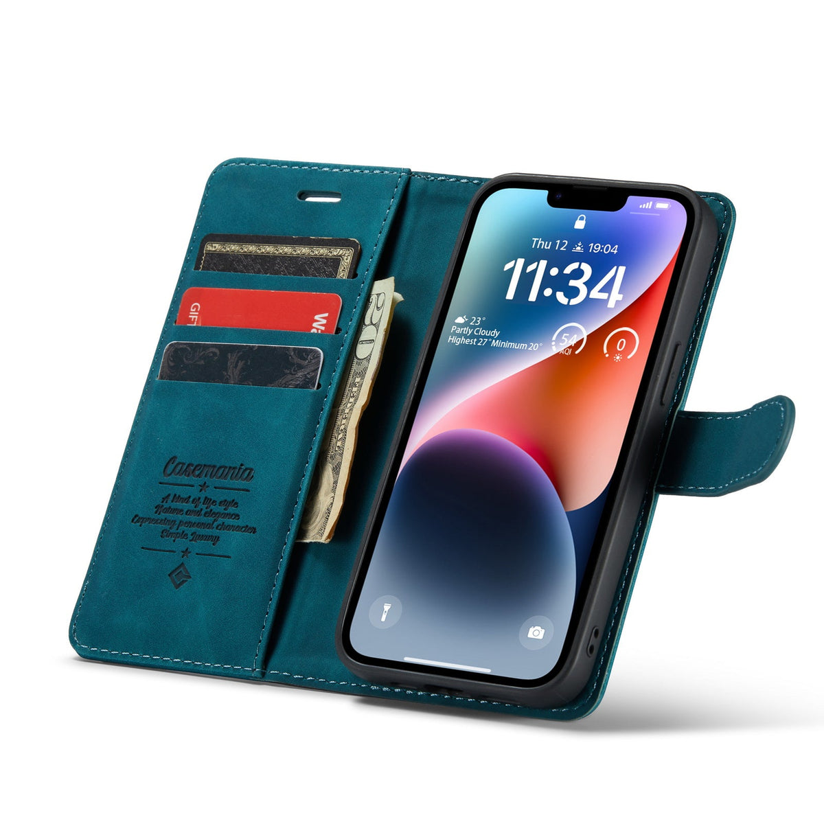 Apple iPhone 15 Hoesje - Emerald Green - 2 in 1 Bookcase