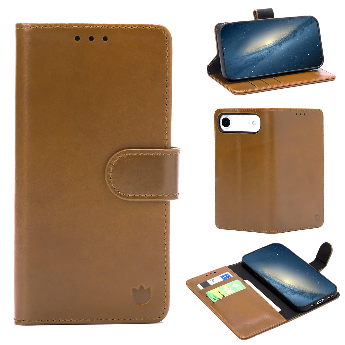 Apple iPhone Air Hoesje - Sienna Brown - Echt Leren Bookcase