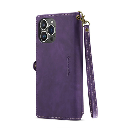 Apple iPhone 15 Pro Hoesje - Dark Purple - Luxe MagSafe Bookcase met Rits en Telefoonkoord