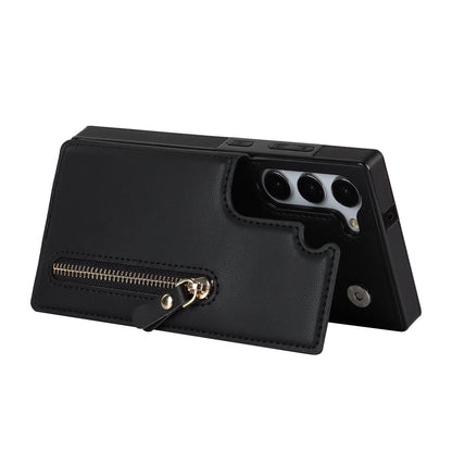Samsung Galaxy S24 Plus Case - Black - Luxury Back Cover with Phone Strap and Zipper